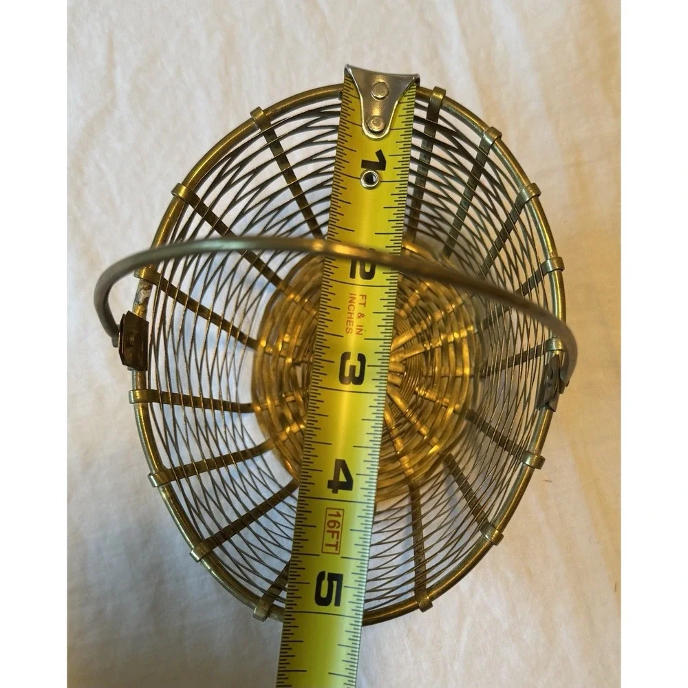 Vintage Brass Wire‎ Metal Woven Baskets W/ Movable Handle Made In India MCM mini